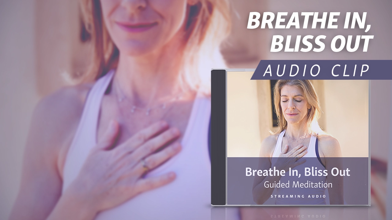 A promotional image for an audio clip titled "Breathe In, Bliss Out."