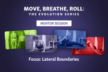 A light purple design focusing on the "MOVE, BREATHE, ROLL" session with multiple excercise images.