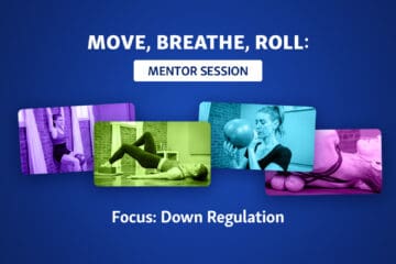 A navy design featuring "MOVE, BREATHE, ROLL" and overlapping action stills.