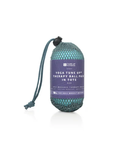 Yoga Tune Up® Therapy Ball Pair in a tote bag, blue color, for self-massage and muscle relief