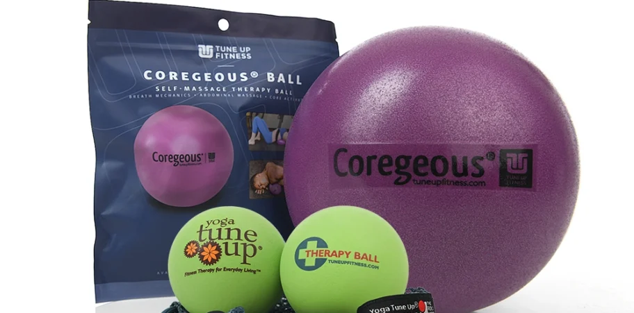 Full indoor shot of a set of exercise balls.