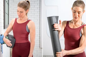Women practicing yoga or a similar exercise.