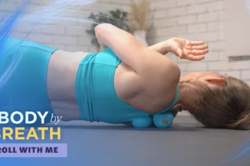 A calm scene showcasing a person performing body breath, emphasizing the connection between breath and physical awareness.