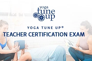 Two women and a man are shown in the foreground, engaged in a yoga pose.