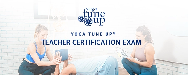 Two women and a man are shown in the foreground, engaged in a yoga pose.