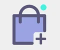 cart-icon-wholesale-page-1 Shopping bag icon with plus symbol, indicating add to cart or add product to wholesale order.