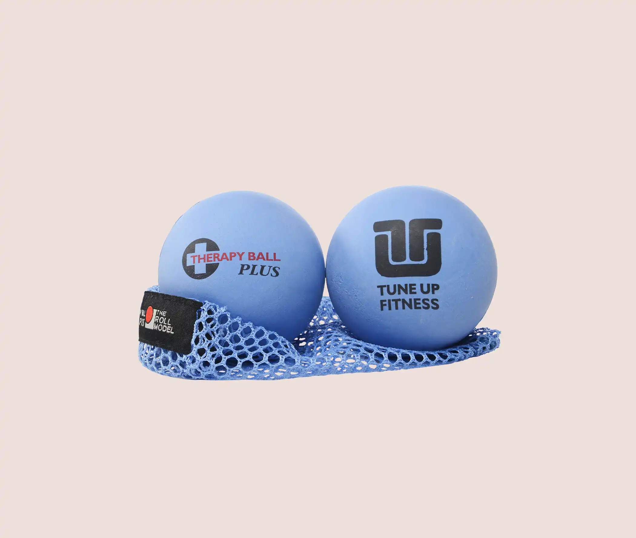 Plus Balls Tune Up Fitness Therapy Ball Plus pair in blue with carry sling, designed for targeted self-massage and muscle release.