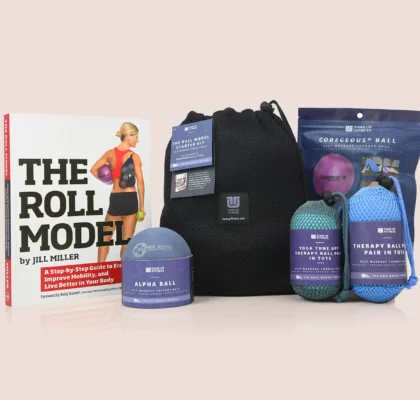 Read and Knead Kit Tune Up Fitness Read and Knead Kit featuring The Roll Model book, therapy balls, carry totes, and storage bag for guided self-massage and mobility practice.