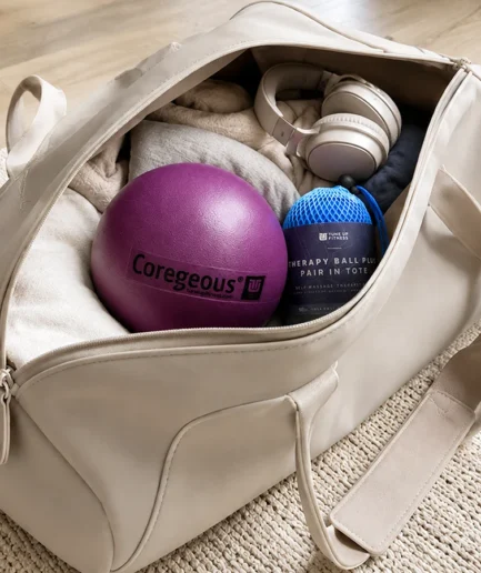Roll & Roam Travel Reset kit packed inside a suitcase, ready for travel and on-the-go recovery.